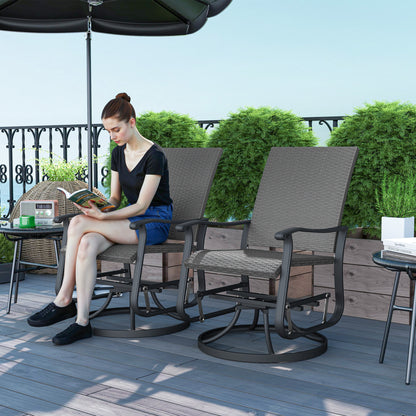 Rattan Glider Swivel Chairs with High Back, Set of 2