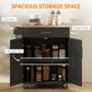 Rolling Kitchen Island Cart with Wood Top, Enough Storage Drawer Space with Towel Bar Rack Shelves, Portable Kitchen Utility Serving Cart Trolley on Wheels, Black