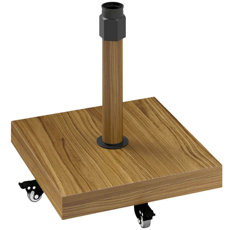 57 lb Nature Wood Metal Square Umbrella Base with Wheels