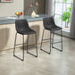 Counter Height Bar Stools Set of 2, Vintage PU Leather Bar Chairs, Kitchen Stool with Footrest, Dark Brown