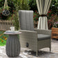 Wicker Outdoor Recliner Chair, Wicker Reclining Patio Chair with Adjustable Backrest and Cushion, Grey