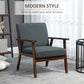 Modern Accent Chairs with Cushioned Seat, Upholstered Linen-Feel Armchair for Bedroom, Living Room, Dark Gray