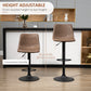 Adjustable Counter Height Bar Stools Set of 2, 360° Swivel Kitchen Counter Stools Dining Chairs with Backs, Vintage Leather, Brown