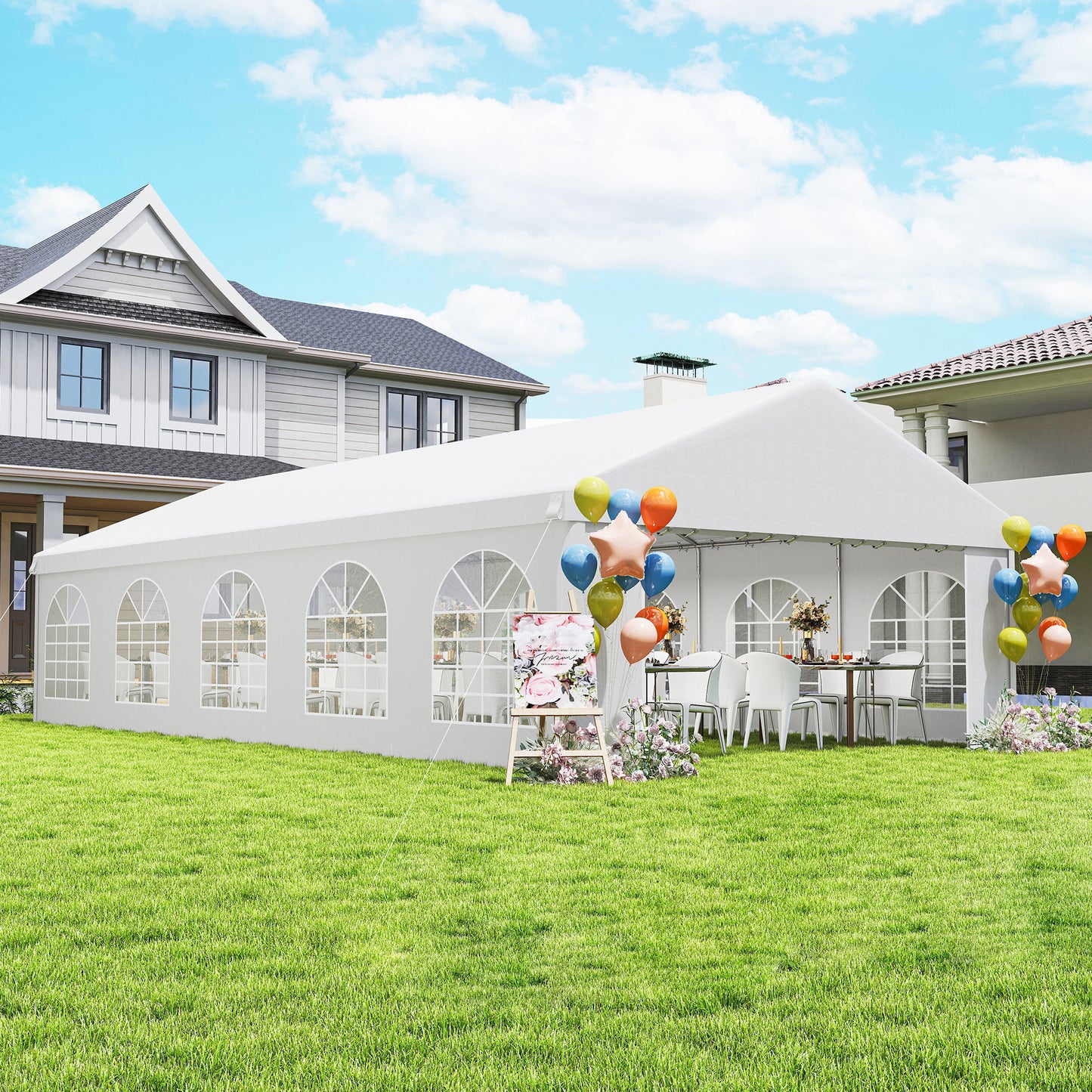 Heavy Duty Large Party Tent & Carport with Removable Sidewalls, Portable Garage Canopy Tent, White