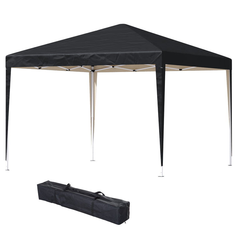 10' x 10' Black Folding Pop-Up Canopy Tent with Carrying Bag