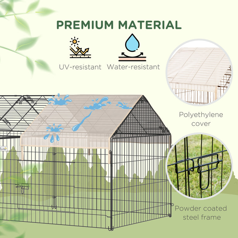87" x 41" x 41" Cream Metal Pet Playpen with Roof & Cover