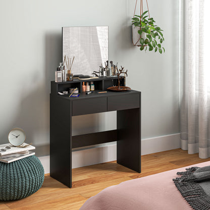 Makeup Vanity Desk with Mirror and Drawers - Black