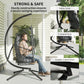 Hanging Egg Chair with Stand, Foldable Wicker Rattan Swing Chair with Thick Cushion and Safety Rope, Grey