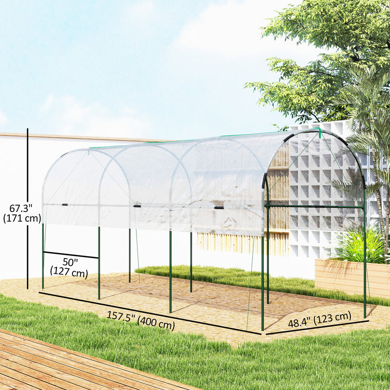 157.5" x 47.2" x 66.9" Tunnel Tomato Greenhouse with Guy Ropes