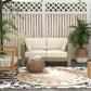 Patio Loveseat, Outdoor Seating for 2, Garden Sofa with Cushions, Wide Armrests, 54.3"x27.6"x24.6", Cream White