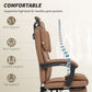 Reclining Office Chair, Executive Desk Chair with Pet-Friendly Fabric, Headrest, Footrest, Swivel Wheels, Brown