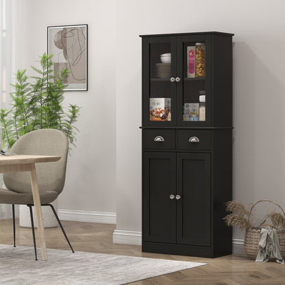 61" Kitchen Pantry Cabinet with Glass Doors