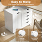 Mobile Lateral Filing Cabinet with 5 Drawers, Printer Stand with Power Outlets and USB Ports for Home Office, White