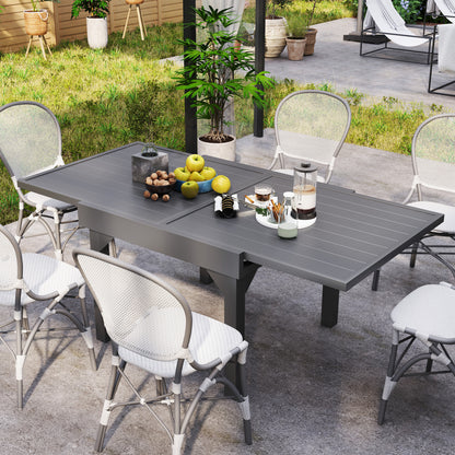 35"-71" Extendable Aluminum Dining Table, Slatted Top