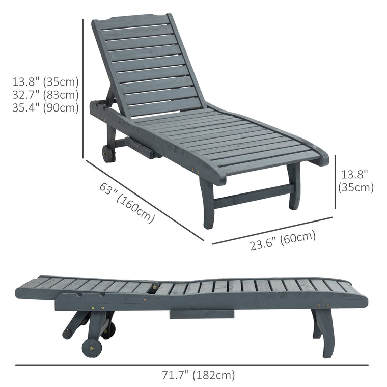 Adjustable Chaise Recliner with Pull-Out Tray and Wheels