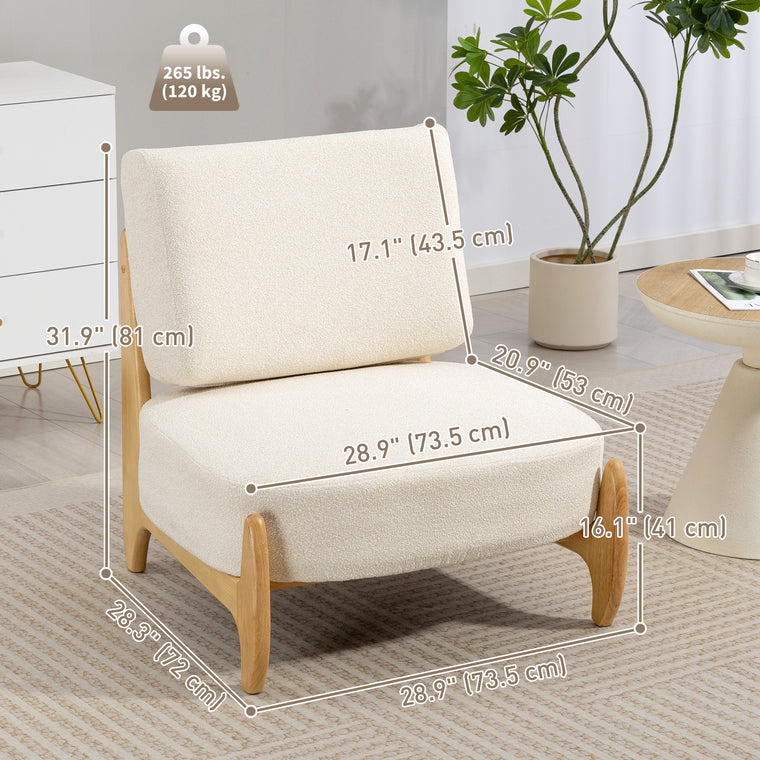Wide Chenille Accent Chair with Thick Cushion - Cream White