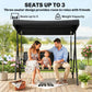 3-Seater Swing Chair Covered Garden Hammock A-Frame Outdoor Porch Glider Sling Seat with Adjustable Canopy Cover, Black