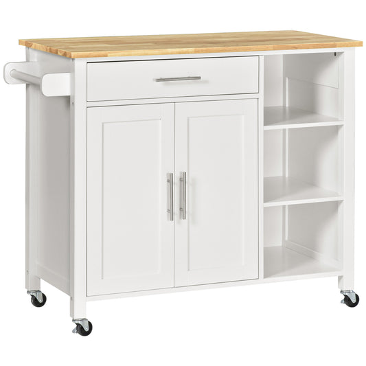 Rolling Kitchen Island Cart with Drawer - White