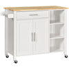 Rolling Kitchen Island Cart with Drawer - White