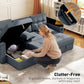 Convertible Sectional Sofa Bed, Pull Out Sleeper Sofa Couch with USB-A+C, Chaise Storage, L-Shaped Futon Couch, Dark Grey