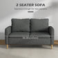 56" 2 Seat Sofa, Modern Love Seats Furniture, Upholstered 2 Seater Couch with Side Pockets, Solid Wood Frame, Grey