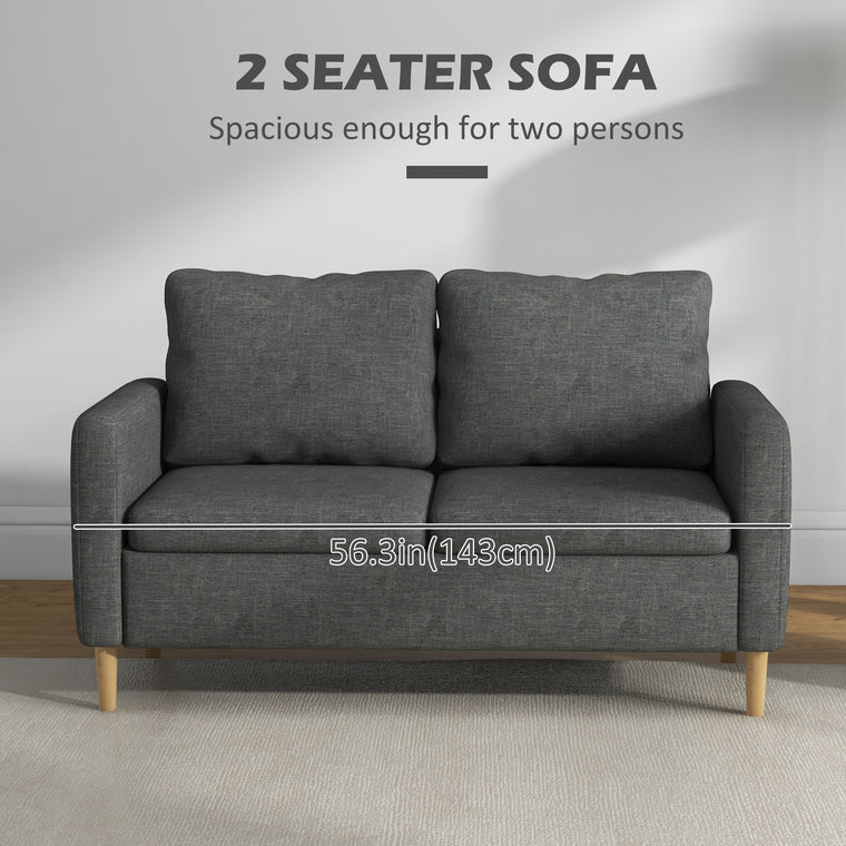 56" Loveseat Sofa with Side Pockets - Grey