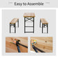 3 Pieces Folding Picnic Table Set, Portable Folding Picnic Table and Benches with Steel Frame for Garden, Park, Natural Wood