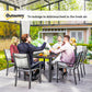 7 Piece Outdoor Dining Set with 6 Stackable Chairs, Rectangle Table, WPC Slatted Top, Rust-Resistant Steel Frame