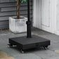 HDPE Square Parasol Base, Portable Umbrella Stand Weights for Cantilever Banana Parasol with Wheels, 35lbs with Water or 40lbs with Sand, for Φ0.75" to Φ1.5" Pole, Black