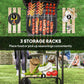 Charcoal BBQ Grill, BBQ Grill with 1840 cm² Cooking Area, 3 Shelves, Adjustable Vent, Lockable Lid, Wheels, Black