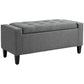 36" Storage Ottoman Bench, Linen-Look Fabric End of Bed Bench with Solid Wood Frame and Legs, Tufted Storage Chest, Footrest for Living Room, Bedroom, Entryway, Grey