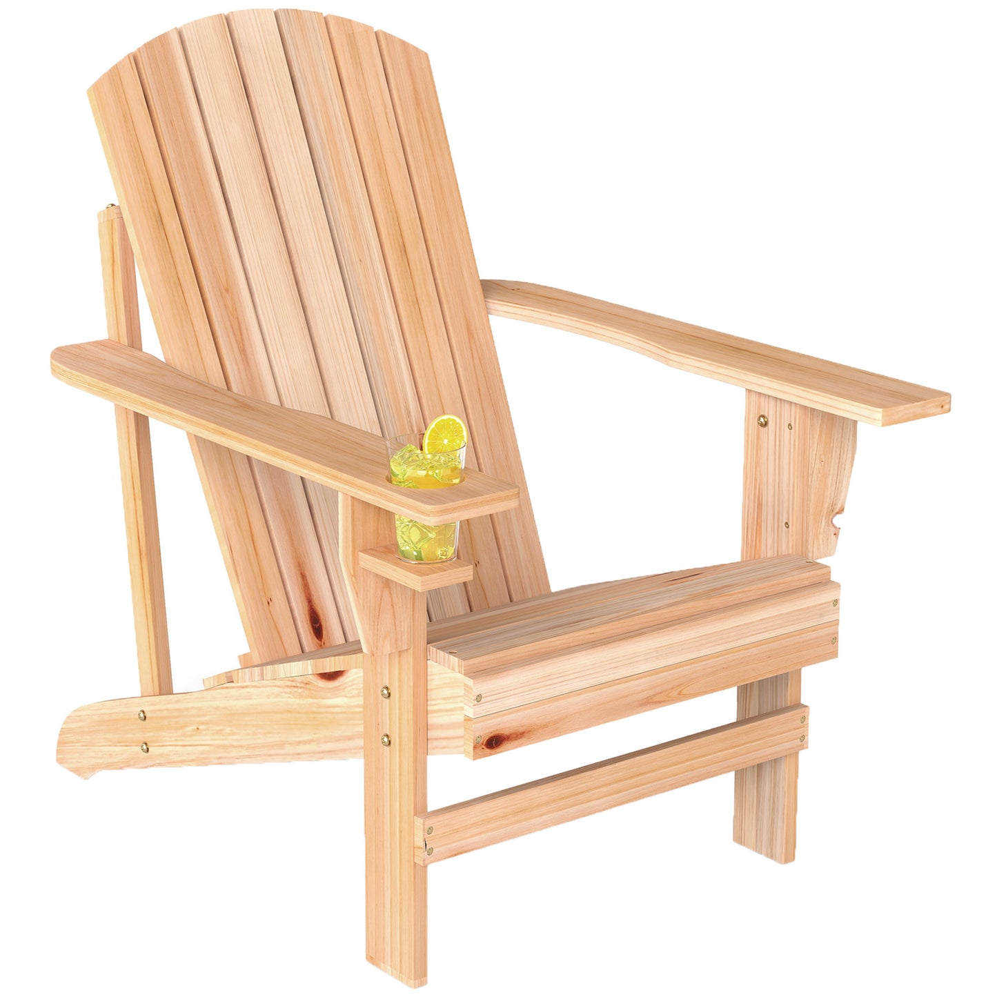Classic Adirondack Chair, Muskoka Chairs, Garden Deck Chair with Cup Holder for Patio, Indoor, Backyard, Dark Grey