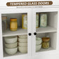Sideboard Buffet Cabinet with Storage, Coffee Bar Cabinet with Glass Doors and Adjustable Shelves, Distressed White