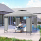 10' x 10' Canopy Gazebo, Double Roof Patio Gazebo with Screen Panels and Metal Frame for Deck, Backyard, Light Grey