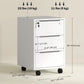 3-Drawer File Cabinet with Wheels, Vertical Filing Cabinet with Lock, White
