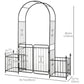 7.2FT Metal Garden Arch with Gate, 2 Side Planter Baskets, Garden Arbor Archway Trellis for Roses and Climbing Plants, Black