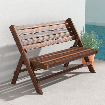 Foldable Wooden Garden Bench with Slatted Backrest