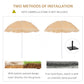 6FT Beach Umbrella Tilt Sunshade Height Adjustable Outdoor Market Patio Yard Crank Deck Sun Shade, Wheat