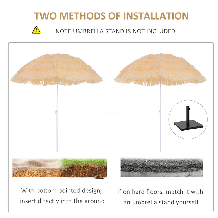 6FT Wheat Beach Umbrella with Tilt & Adjustable Height