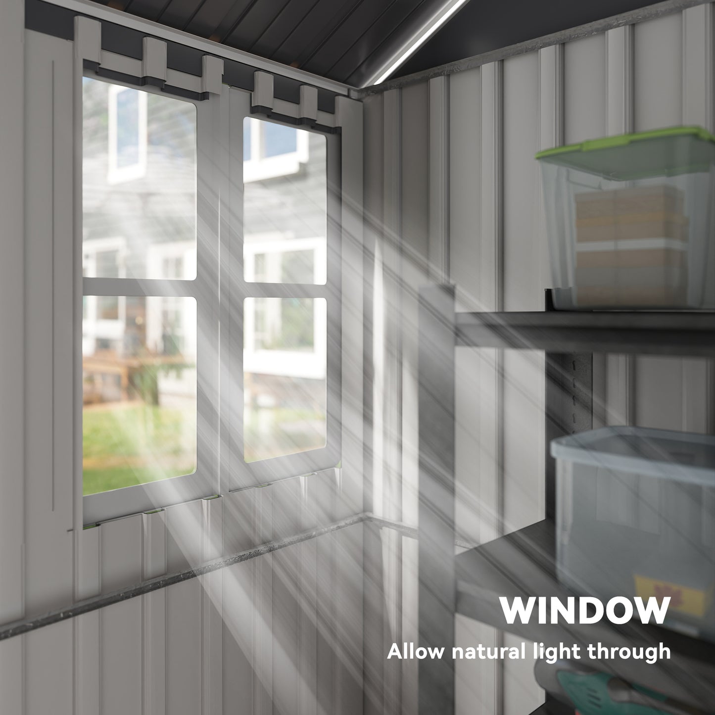 Metal Garden Storage Shed, Outdoor Tool Storage House with Lockable Door, Vents, Sloped Roof, Light Grey