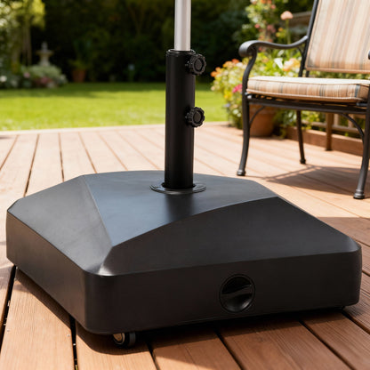 132 lb Black Filled Umbrella Base with Wheels