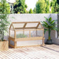 Raised Garden Flower Bed Kit with Greenhouse, Wooden Cold Frame Planter with Open Roofs, 48" x 24" x 32", Natural
