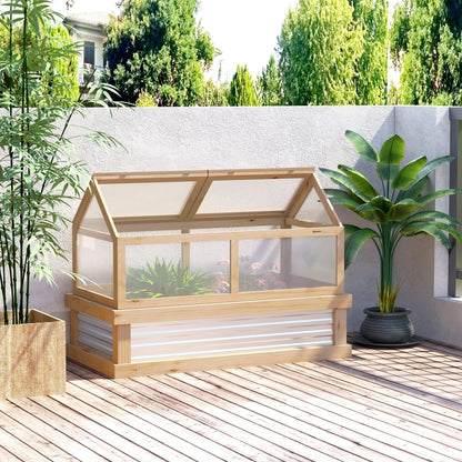 48" x 24" x 32" Natural Wood Garden Bed with Greenhouse
