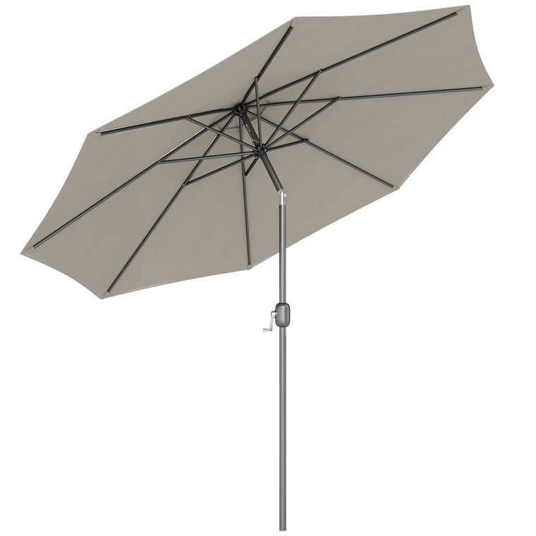 10' x 8' Light Grey Round Market Umbrella with Crank & Tilt