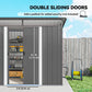 9' x 6.5' Outdoor Metal Garden Shed Utility Tool Storage Steel Backyard Storage House, Light Grey
