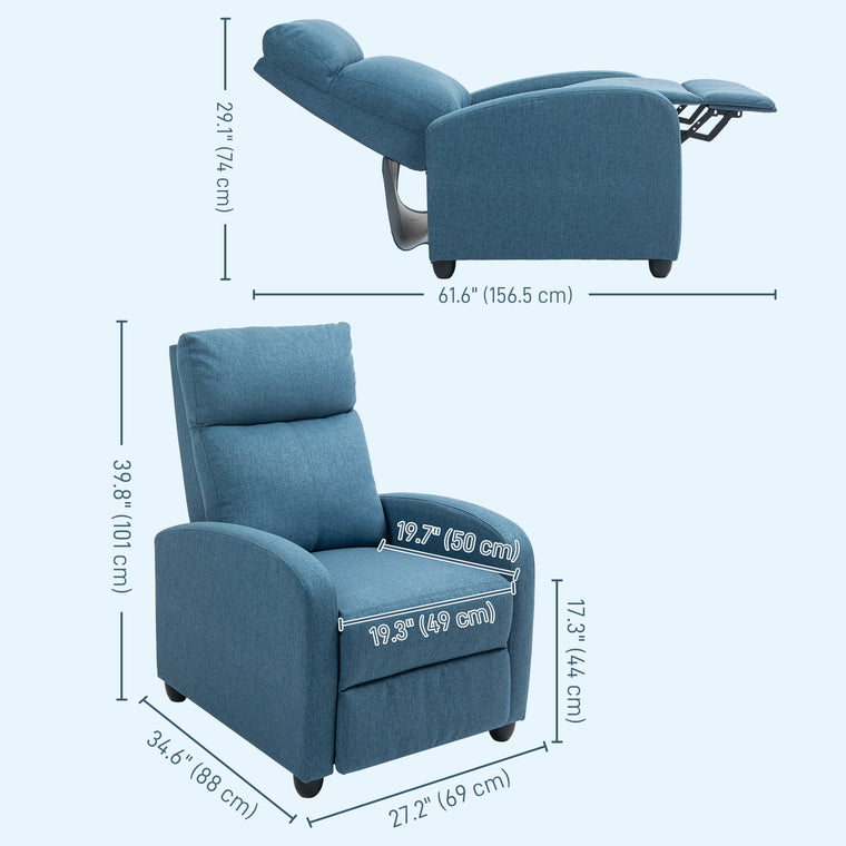Fabric Manual Recliner Chair with Padded Seat