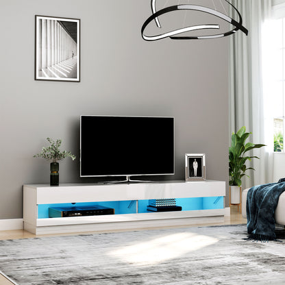Lighted TV Stand with Storage for TVs up to 75" - High Gloss White