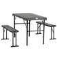 Folding Picnic Table with 2 Benches, 3-Piece Portable Outdoor Picnic Table Bench Set for 4, Patio Dining Table Set with Plastic Top, Steel Frame for Garden, Dark Grey