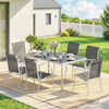7 Piece Garden Dining Set, Garden Furniture Set with Rectangle Table and 6 Stackable Chairs