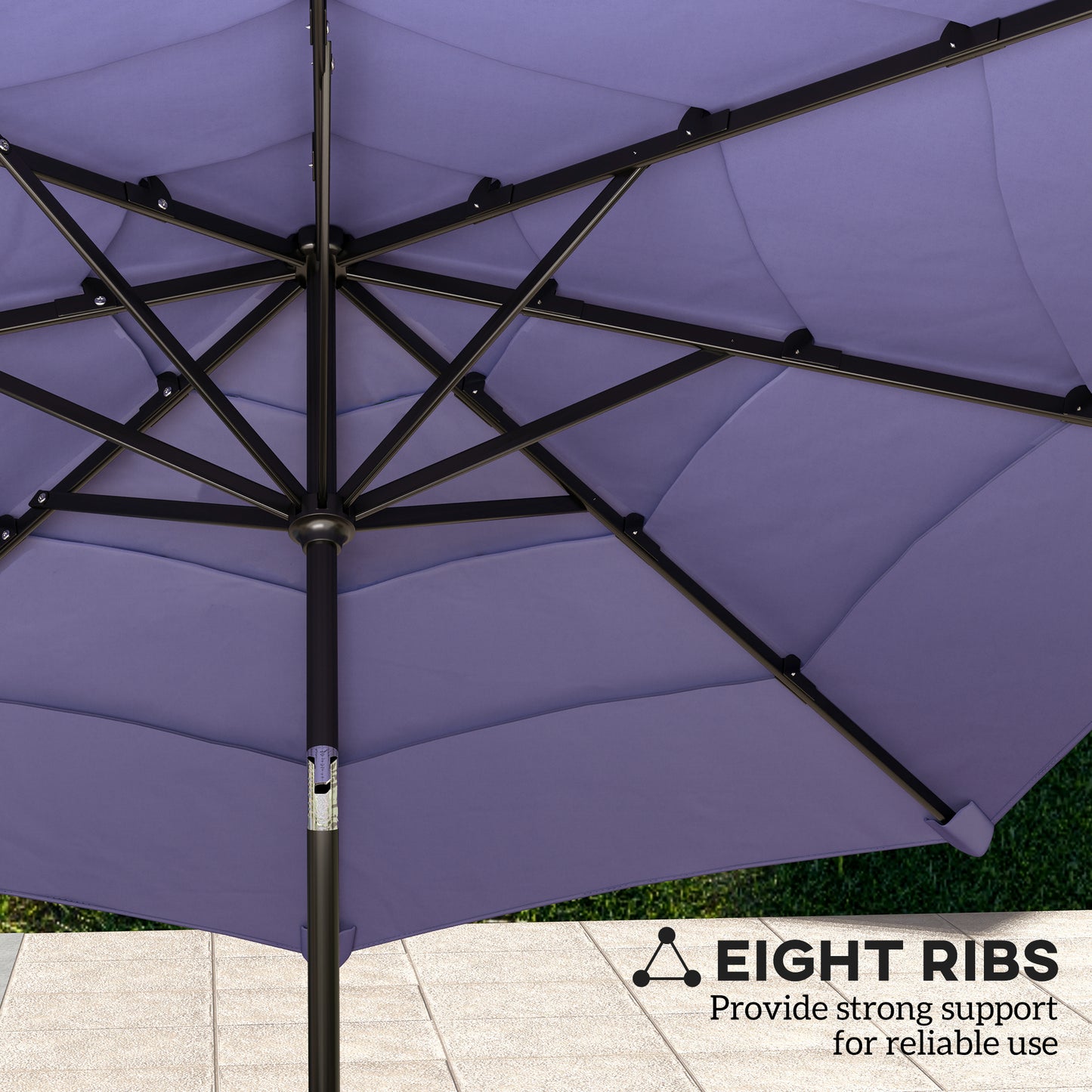 10.7FT Patio Umbrella with 8 Ribs, Crank, Push Button Tilt, Air Vents, for Backyard, Deck and Lawn, Purple